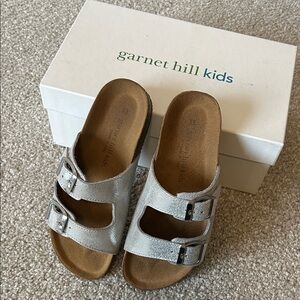 LIKE NEW Garnet Hill Kids Silver Metallic Sandals